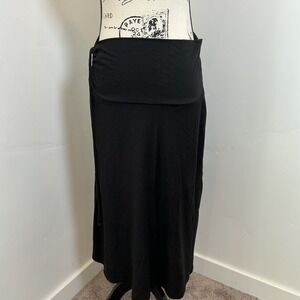 Patagonia‎ Black Midi Skirt Ruched Waist Organic Cotton Tencel Womens